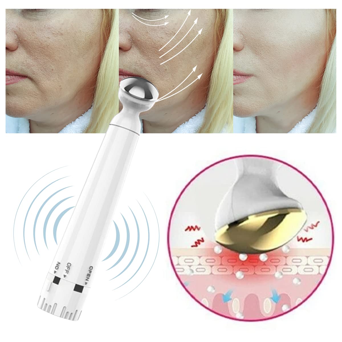 Masajeador Anti-arrugas Eléctrico Para Ojos Reafirmante Ojos, Antiarrugas eléctrico Masajeador de Ojos por vibración, Círculos Oscuros Anti envejecimiento, Masajeador de Ojos Antiarrugas, Portátil, Cuidado de los Ojos