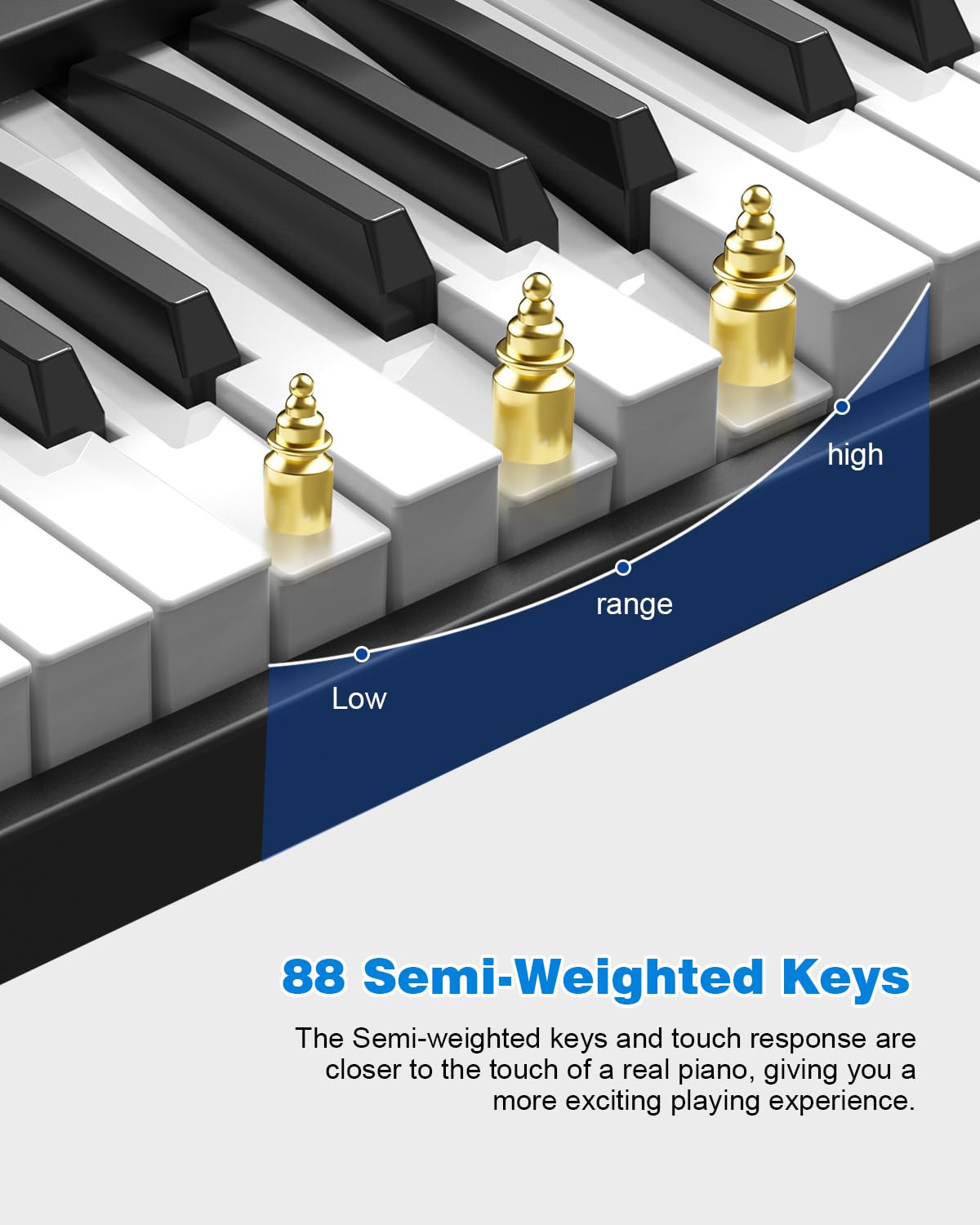 Teclado de Piano OYAYO Negro Plegable de 88 Teclas Semiponderado con Bluetooth y MIDI