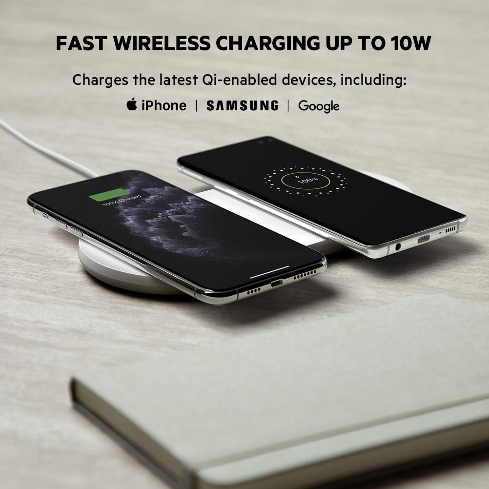 Belkin WIZ002TTWH Base de carga inalámbrica doble BOOST CHARGE, Blanco