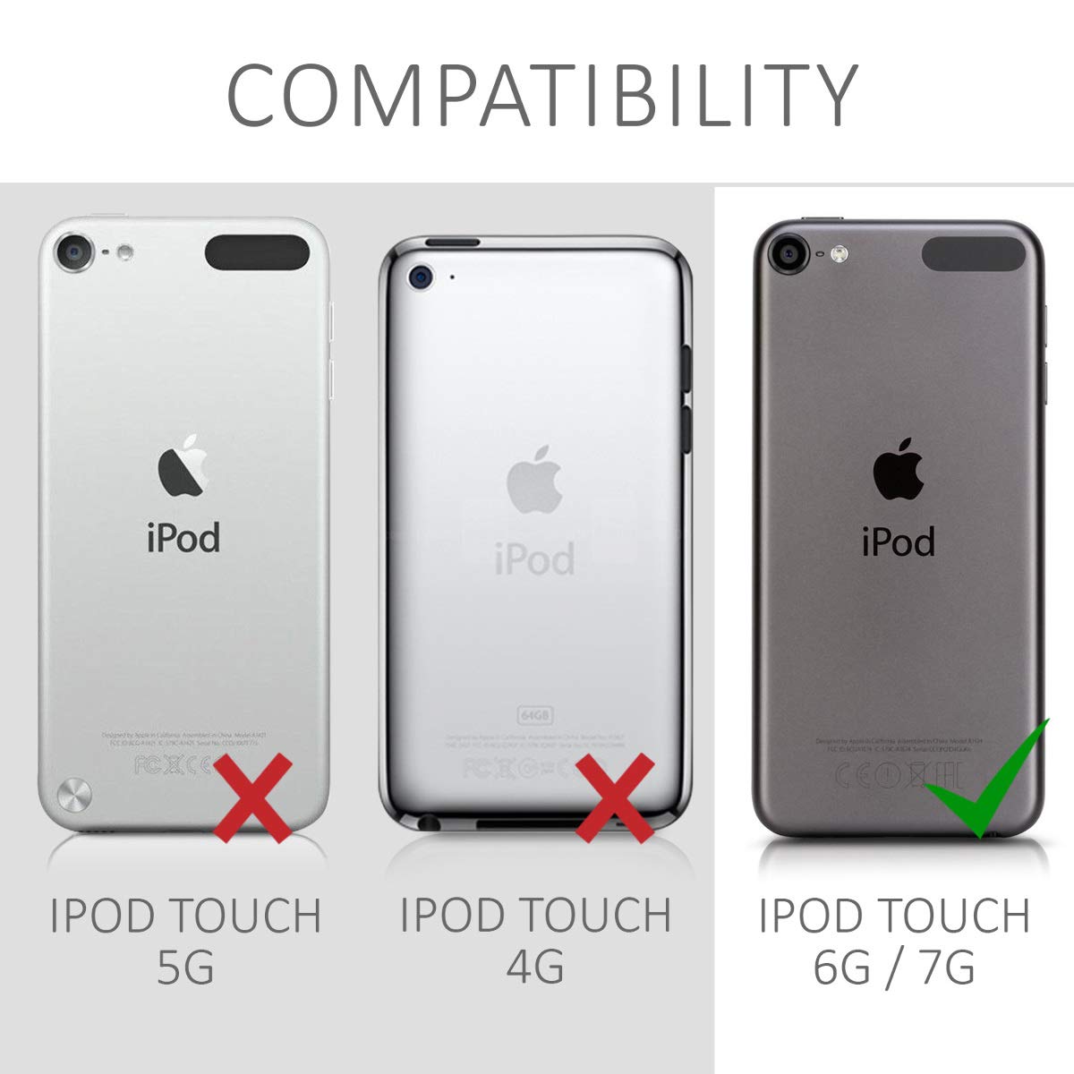 kwmobile Carcasa Compatible con Apple iPod Touch 6G / 7G (6a y 7a generación) - Funda Protectora de Silicona - Case Trasero en Negro