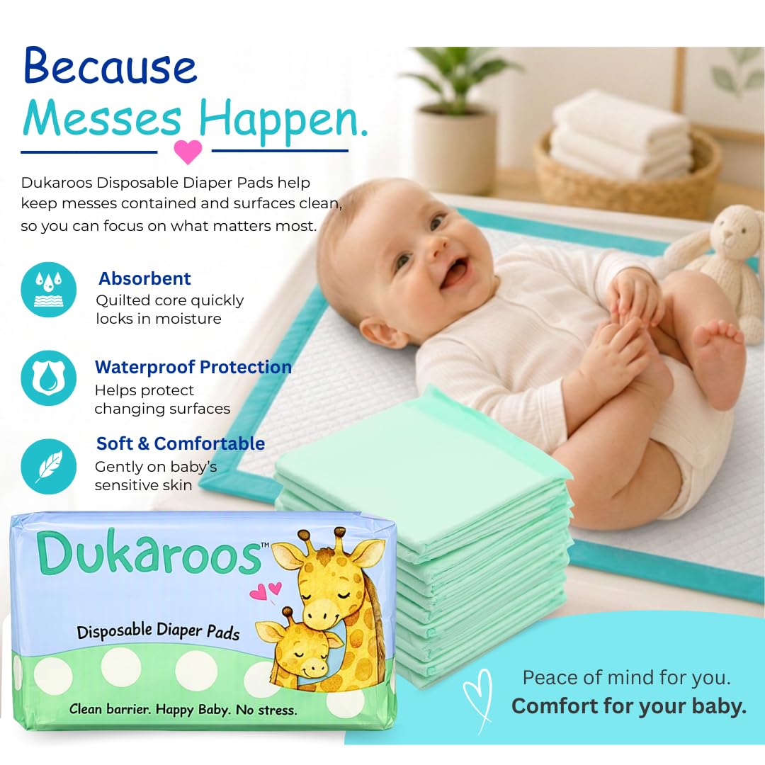 Dukaroos - Cambiadores desechables para bebé - Cambiadores desechables de viaje para bolsa de pañales y baños públicos