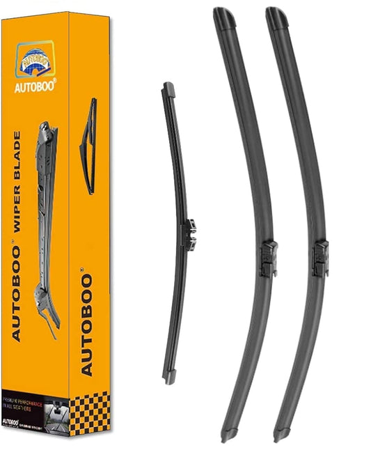 AUTOBOO - Escobillas de limpiaparabrisas de 60.9 cm + 50.8 cm, con repuesto para escobilla trasera de 38.1 cm (paquete de 3)