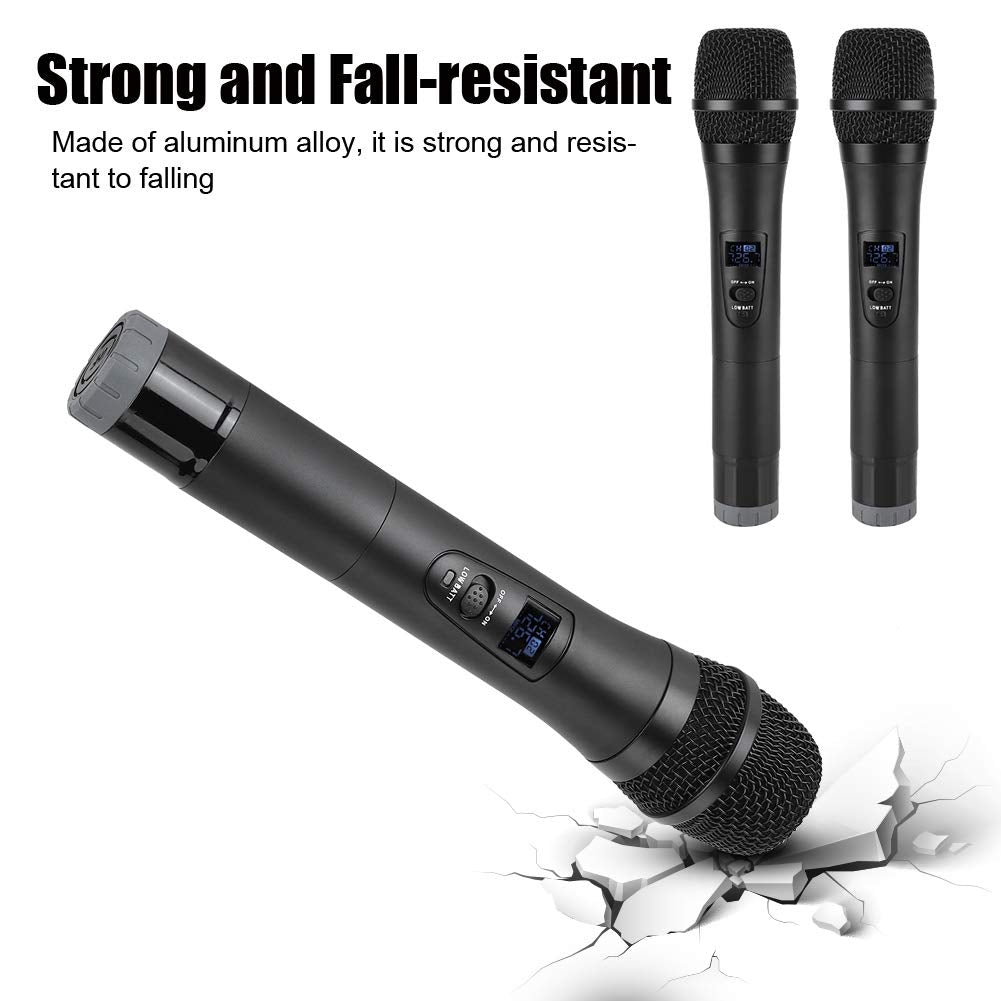 Micrófono Inalámbrico Portátil E8 Negro con Receptor Universal VHF para Canto y Reuniones