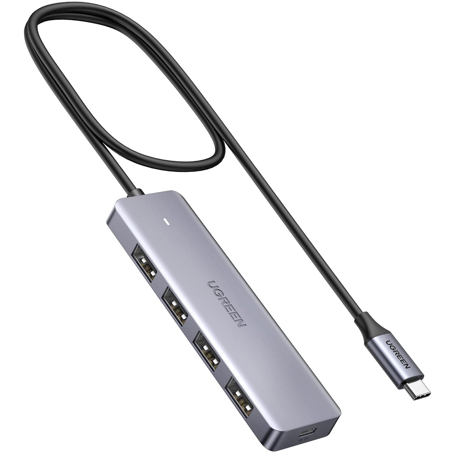 UGREEN HUB USB C, Adaptador Tipo C a 4 USB 3.0 Puertos de 5 Gbps Compatible con iPhone 16 15 Macbook Pro Air iMac iPad Chromebook Pixelbook XPS Galaxy y Más Dispositivos Tipo C 60 CM