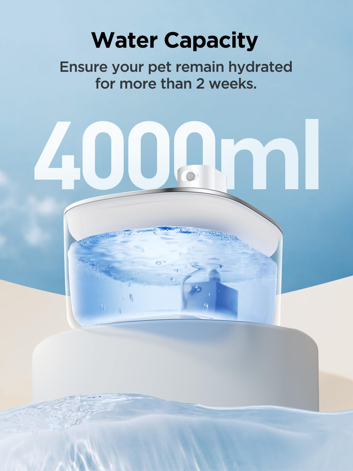 Fuente de Agua Inalámbrica Feelneedy Blanco Sensor de Movimiento Ultra Silenciosa para Mascotas 4L para Gatos y Perros