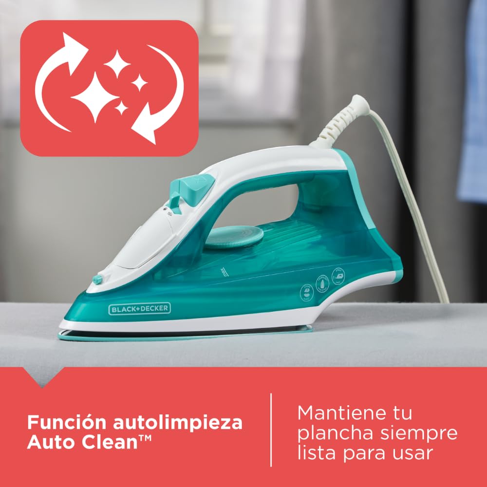Black+Decker Plancha de Vapor TrueGlide muy durable y más vapor, Tanque de Agua 250ml, IRBD352