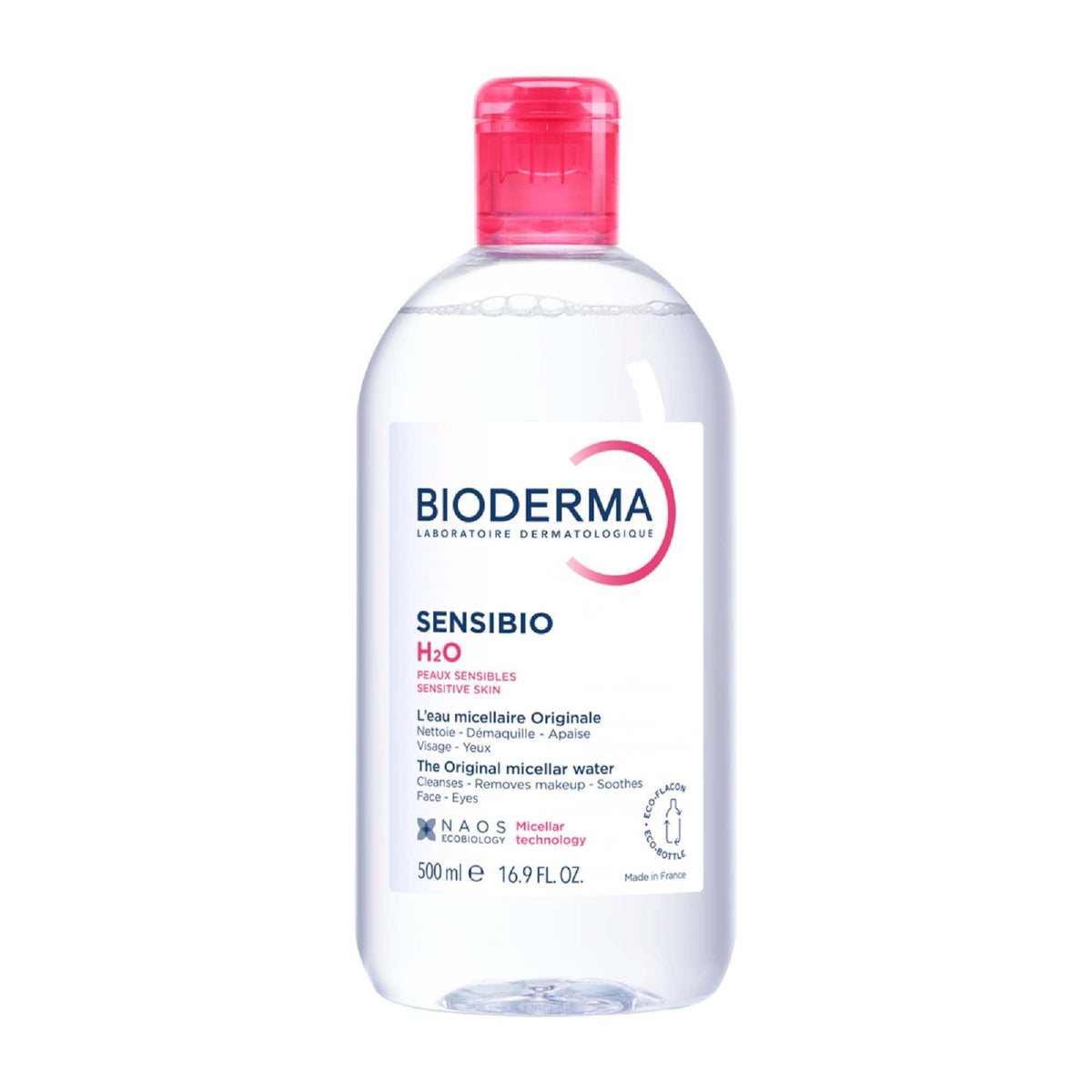 BIODERMA, Agua Micelar, Sensibio H2O, Desmaquillante para Piel Sensible, Calma y Reduce la Irritación, 500 ml