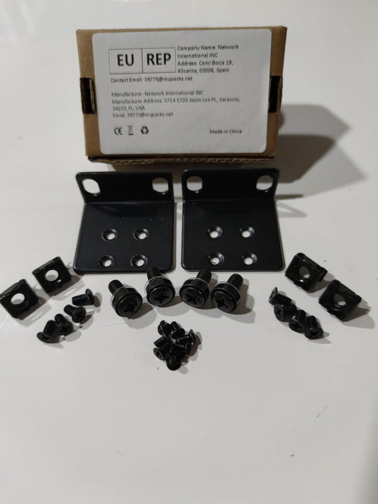 RW RoutersWholesale Rack Mount Kit Compatible with Many 17.3" Wide Buffalo Tech, Cisco, DELL, D-Link, Linksys, NETGEAR, and TRENDnet Products