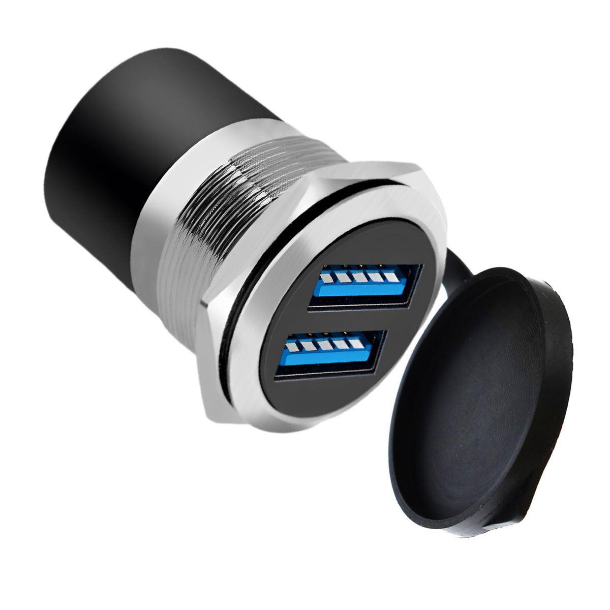 Adaptador de Montaje en Panel USB 3.0 YiKaiEn Negro Conector Redondo con Cubierta Impermeable