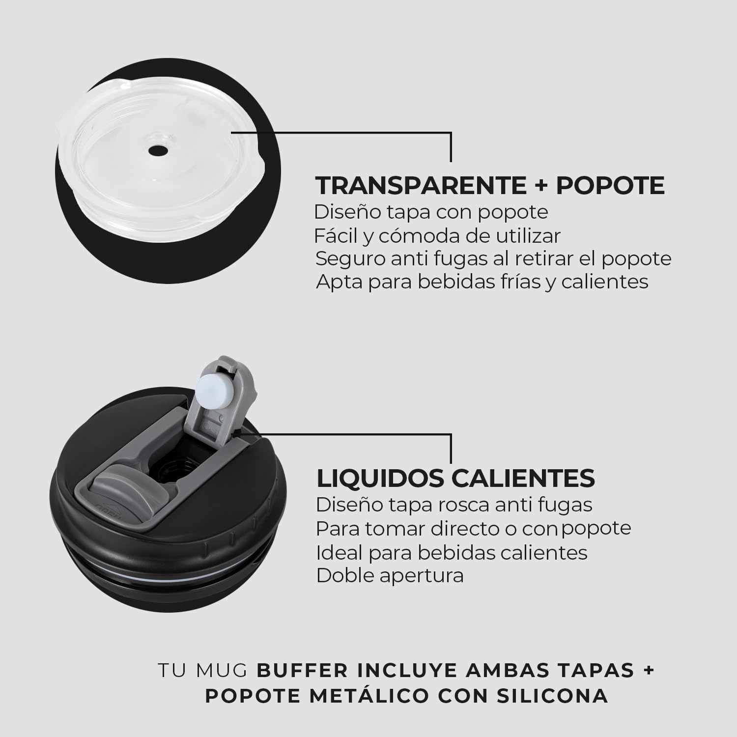 Buffer Flask - Vaso Térmico 700 ml - Termo para Café y Agua de Acero Inoxidable - Tapa Anti Derrame y Fugas - Taza Tumbler Mug para Bebidas Frías y Calientes - Incluye Popote - Color Leopardo Negro