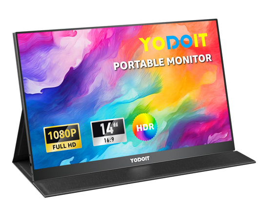 Yodoit Monitor Portátil 14 Pulgadas, IPS FHD 1080P USB Type-C Pantalla para Laptop, Monitor Portable de Juego 100% SRGB 1920 x 1080 HDR con HDMI/USB C para MacBook PC Xbox PS4/5 Switch Teléfono