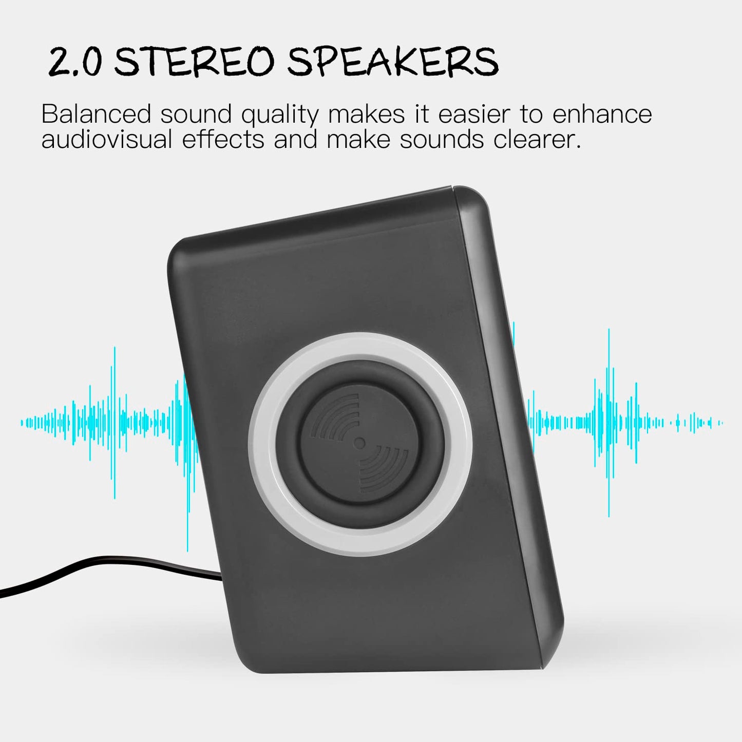 RECCAZR - Altavoces de computadora con sonido envolvente de 2 canales USB con cable para computadora de computadora/TV/PC/portátiles/teléfono inteligente, diafragma integrado de cuatro altavoces