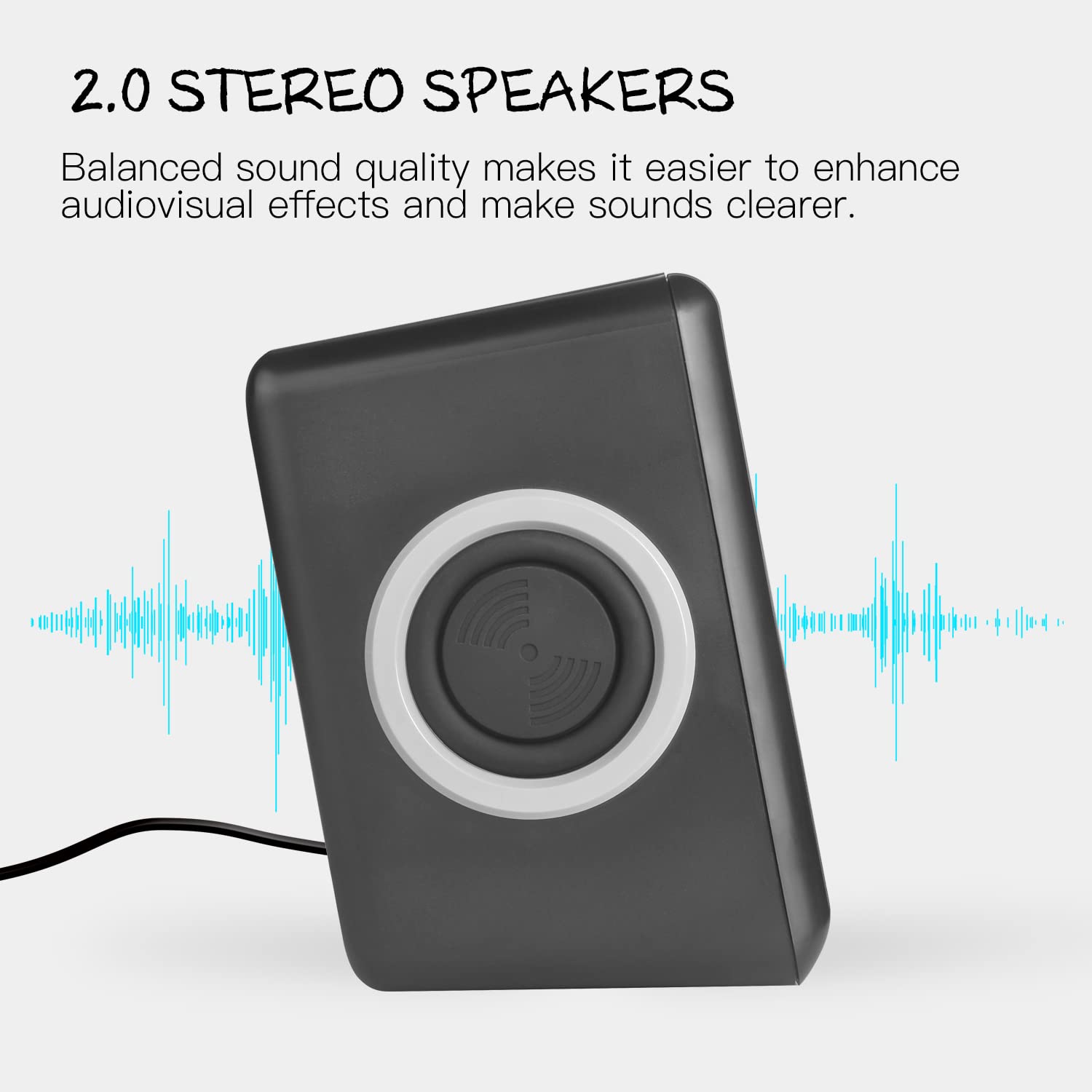 RECCAZR - Altavoces de computadora con sonido envolvente de 2 canales USB con cable para computadora de computadora/TV/PC/portátiles/teléfono inteligente, diafragma integrado de cuatro altavoces