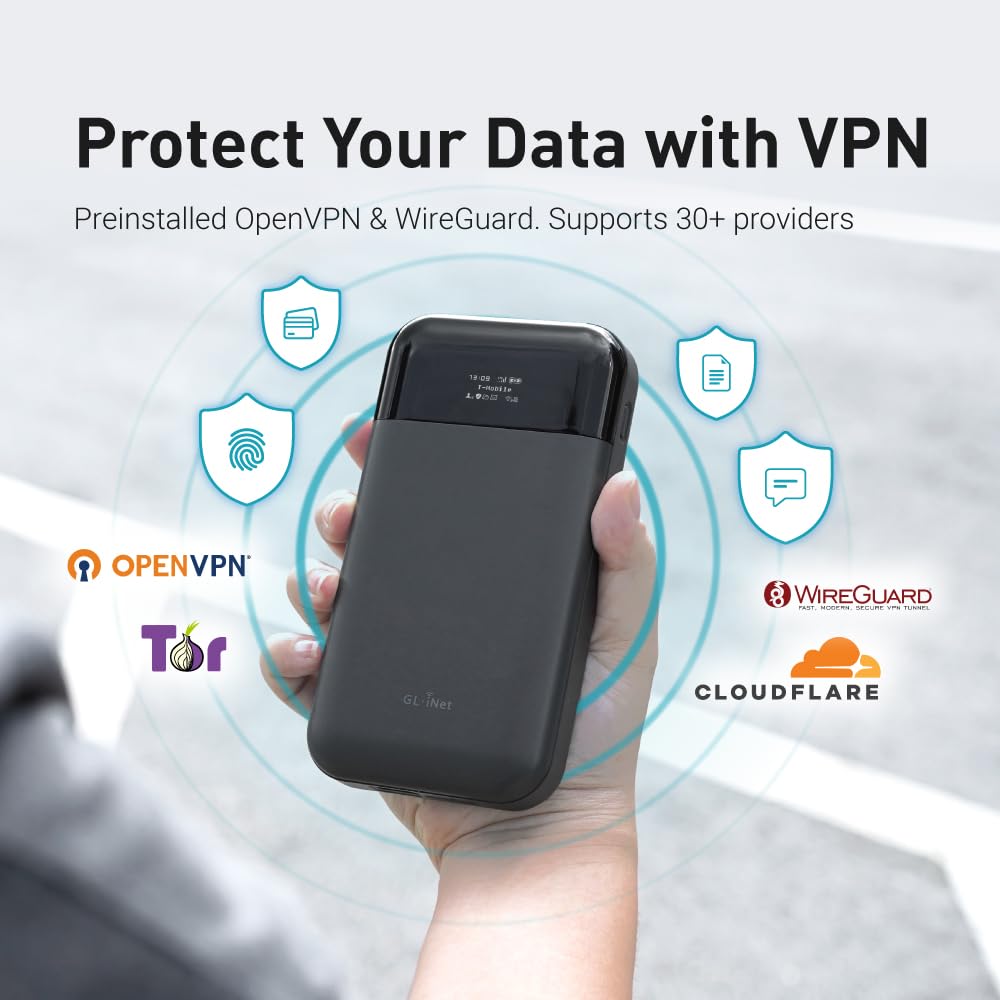 GL.iNet GL-E750V2 (MUDI) 4G LTE Punto de Acceso portátil Wi-Fi para Viajes | Dispositivo de Punto de Acceso móvil, OpenWrt, OpenVPN, WireGuard, 7000mAh, versión Global