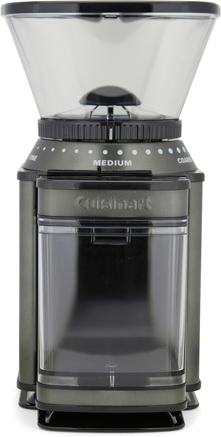 CUISINART - Molinillo de café, rebabas eléctricas de un solo toque con selector de molienda de 18 posiciones, acero inoxidable, DBM-8BKSP1, negro