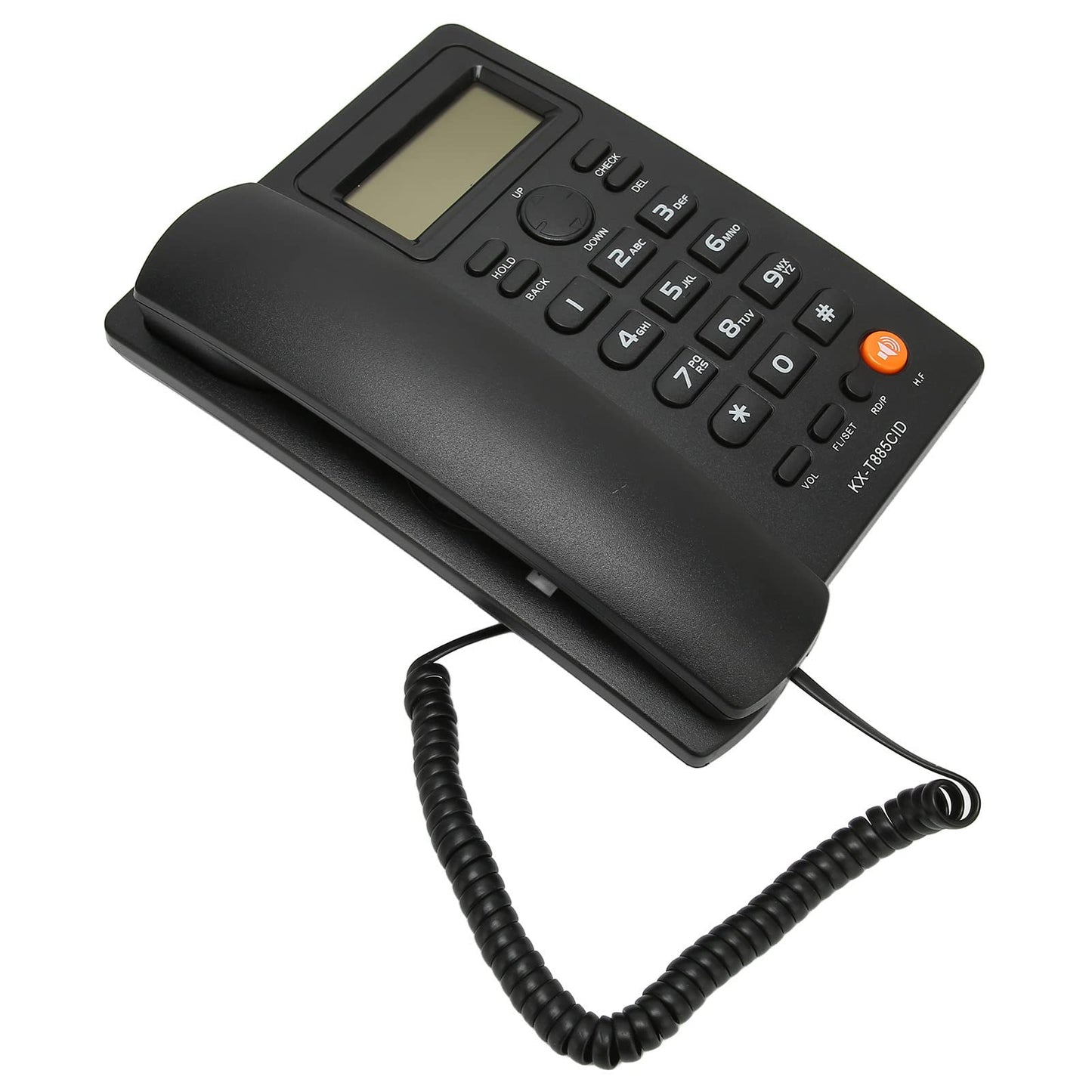 Teléfono Fijo, Interfaz Dual Marcación Rápida Teléfono con Cable Función de Silencio de Reducción de Ruido con Auricular para Familia para Hotel para Centro de Llamadas (Black)