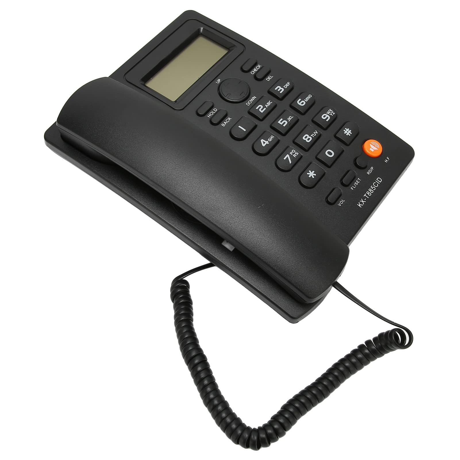 Teléfono Fijo, Interfaz Dual Marcación Rápida Teléfono con Cable Función de Silencio de Reducción de Ruido con Auricular para Familia para Hotel para Centro de Llamadas (Black)