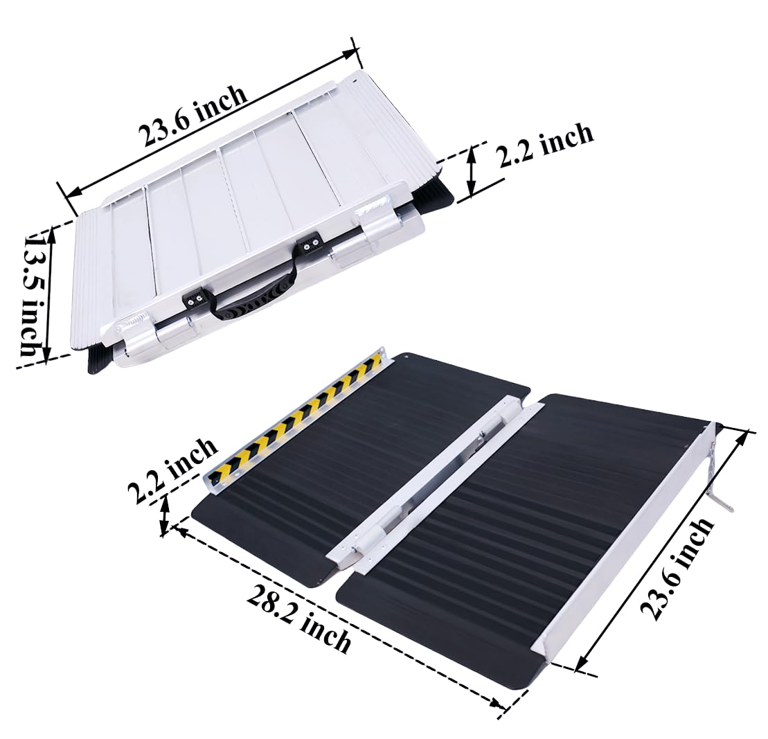 Rampa de Aluminio Portátil Plegable Antideslizante para Silla de Ruedas 600 Libras