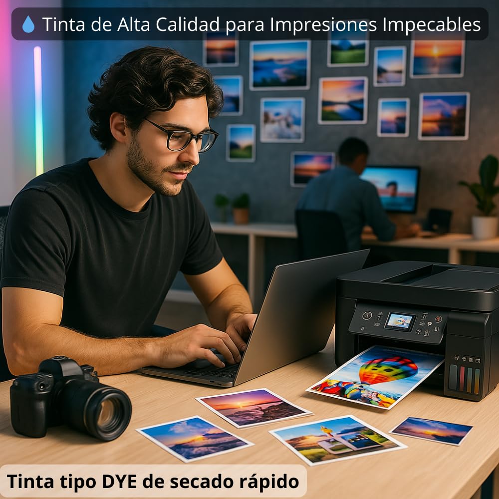 LizzVicc Pack de Tinta Genérica para Brother BT-D60 y BT-5001 – 2 Botellas Negras (108 ml) + 1 Cian, 1 Magenta y 1 Amarillo (48.8 ml) – Compatible con DCP-T310, T510W, T710W, MFC-T910DW