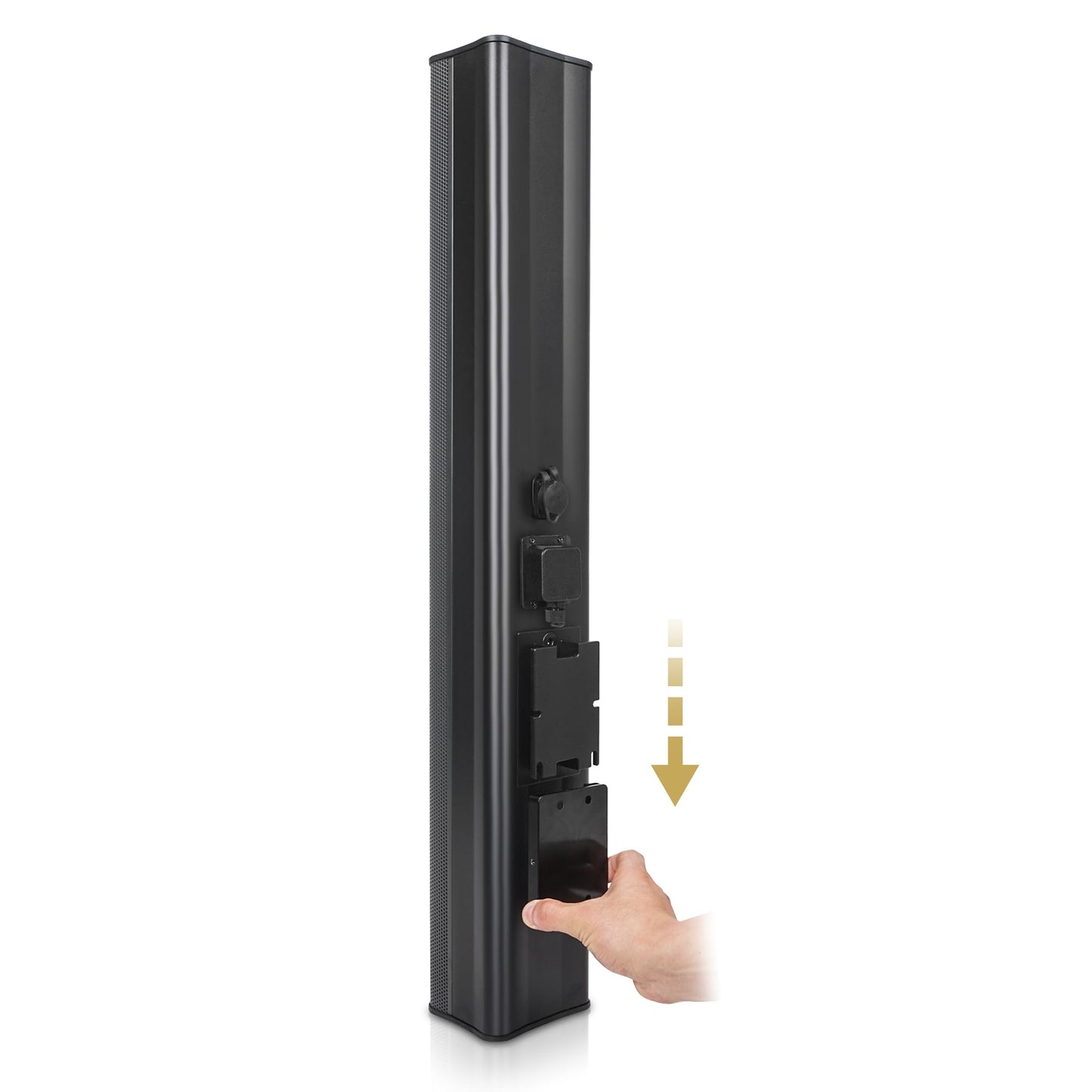Sound Town - Altavoz de aluminio compacto resistente a la intemperie, con soporte de montaje en pared, 6 x 3 woofers, 4 x 1.2 cúpula tweeters, negro, para instalación en interiores y exteriores