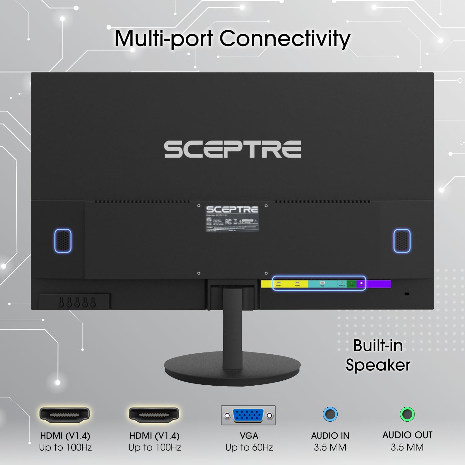 Monitor LED Sceptre 27 Pulgadas 1080P Negro 99% sRGB con 2 HDMI y Bocinas Integradas