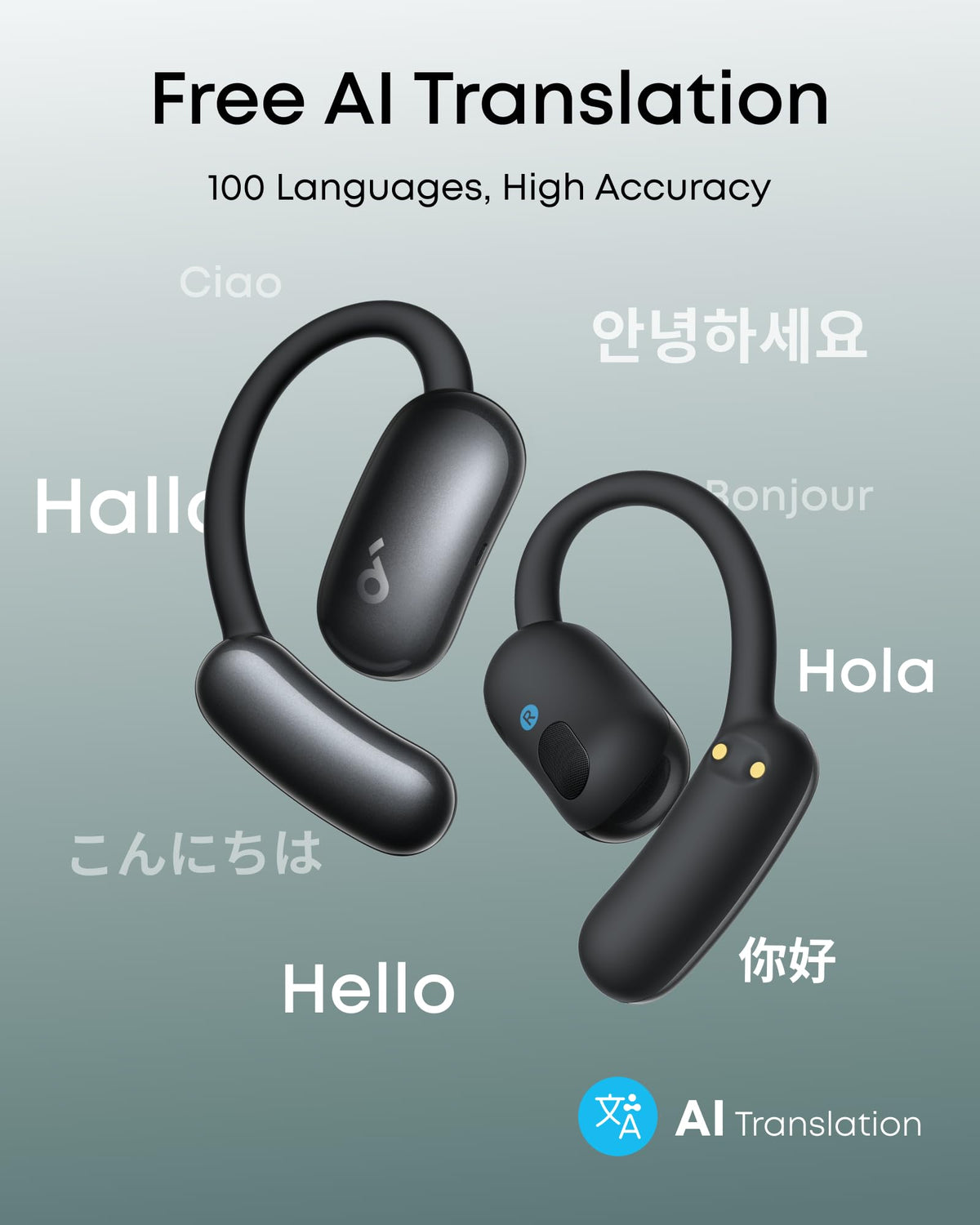 Audífonos Abiertos Soundcore Anker Negro AeroFit 2 con IA