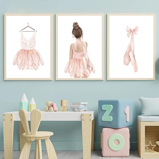 Póster de Lona ZYRQART Rosa Diseño de Ballet para Habitación de Bebé