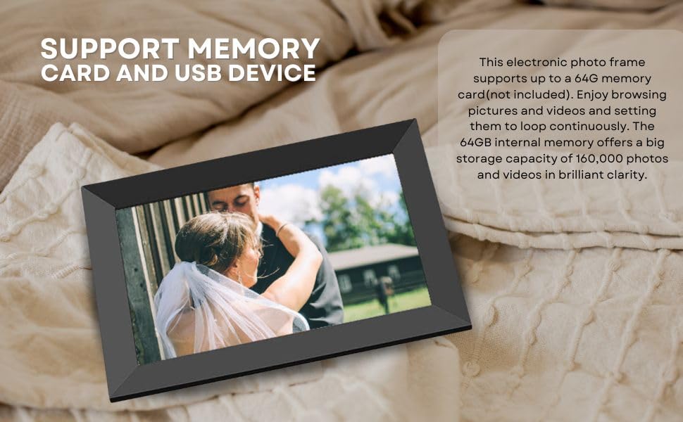 Marco de Fotos Digital Ultimaxx 10.1 Pulgadas Inteligente con Memoria 64 GB y Soporte de Pared