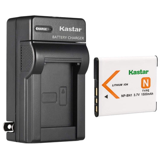 Kastar 1x Battery + Charger for Sony NP-BN1 & Sony Cyber-shot DSC-W800 DSC-W830 DSC-WX10 DSC-WX100 DSC-WX150 DSC-WX200 DSC-WX220 DSC-WX30 DSC-WX5 DSC-WX50 DSC-WX60 DSC-WX7 DSC-WX70 DSC-WX80 DSC-WX9