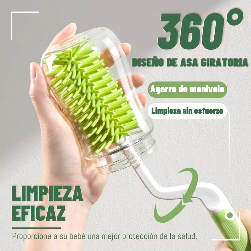EDWINAYY Juego de Cepillo para Biberones, 4 EN 1 Multifunción, Verde