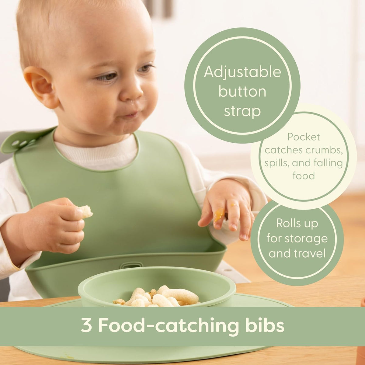 Upward Baby Eating Supplies - 6 meses de edad, utensilios de destete LED para bebés de 6 a 12 meses, cuencos de ventosa, platos de bebé, cucharas y tazas para niños pequeños con 3 baberos de silicona, juego de autoalimentación para bebés