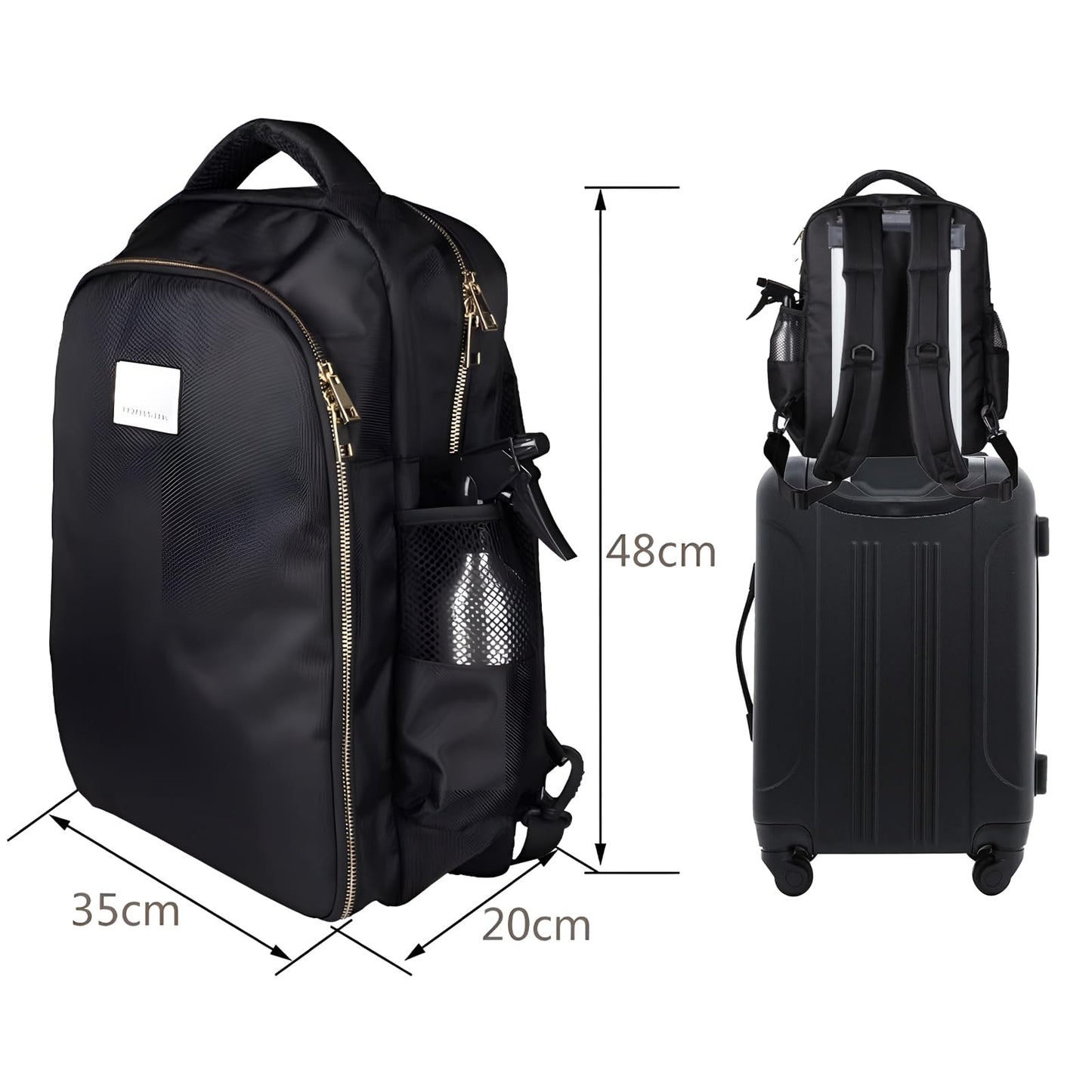 Mochila Barbero Profesional Negra Impermeable con Soporte para Espalda para Organizar Cortapelos y Tijeras