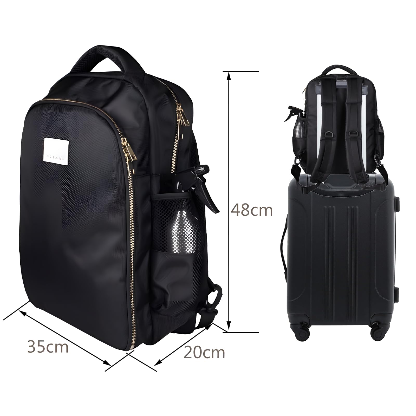 Mochila Barbero Profesional Negra Impermeable con Soporte para Espalda para Organizar Cortapelos y Tijeras