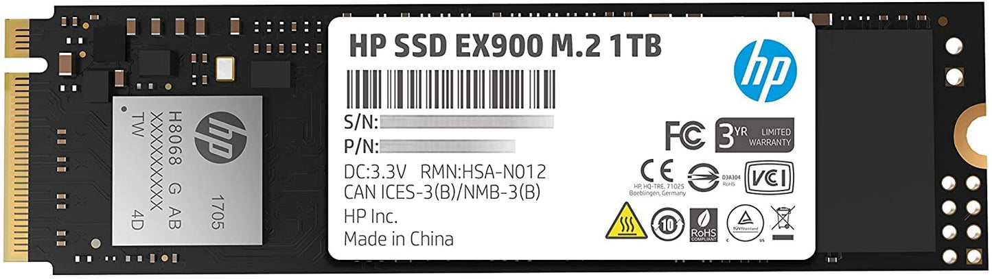 HP Unidad de Estado Solido SSD EX900, 1TB, M.2, NVMe, PCI Express 3.0, Lectura 2100 MB/s, Escritura 1500 MB/s