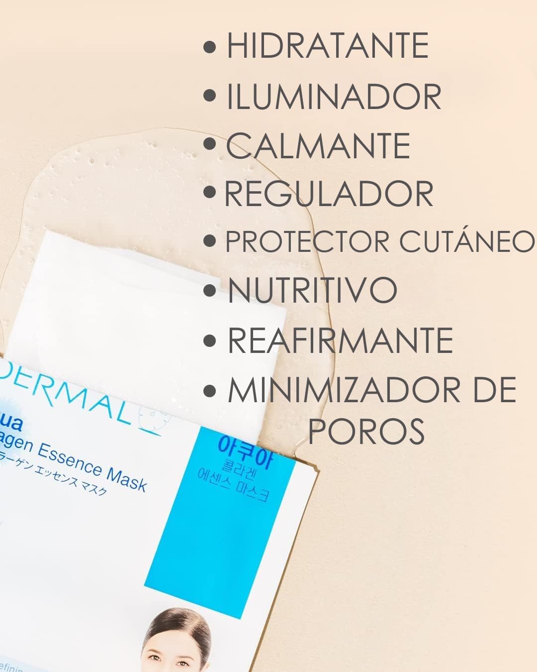 DERMAL Korea 16 Mascarillas Faciales Coreanas con Colágeno y Vitamina E