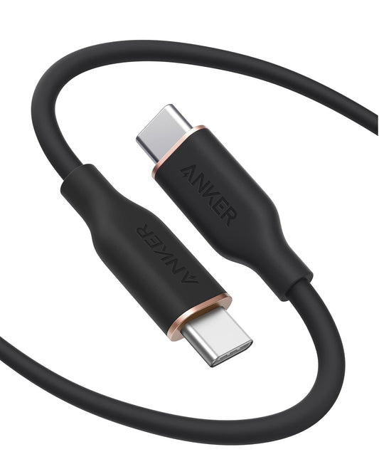 Cable de Carga USB-C Anker PowerLine III Flow Negro Noche 100 W 1.8M Compatible con iPhone y MacBook Pro