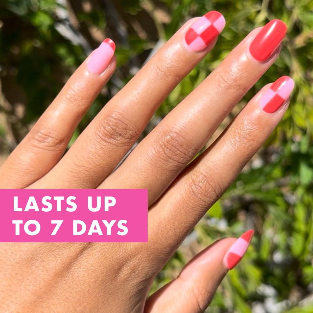 Olive & June Uñas postizas Classic Super Stick Mani | No se necesita pegamento | 32 pestañas, 16 tamaños | Pestañas no tóxicas, fáciles de poner y quitar, aspecto realista que no daña las uñas | Durac
