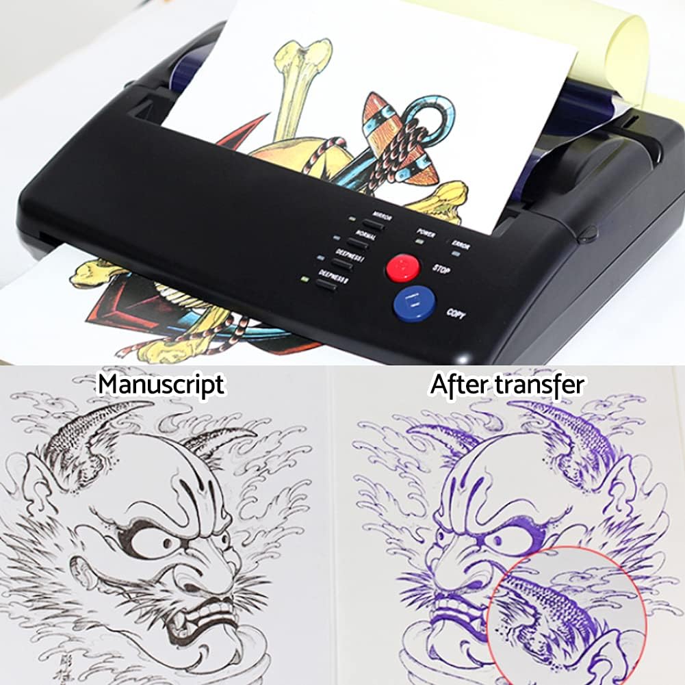 Salmue Transferencia de Fotocopiadora de Tatuajes, Copiadora de Impresoras Profesional A5 A4 Copiadora de Tatuajes Impresora Térmica de Papel(US)