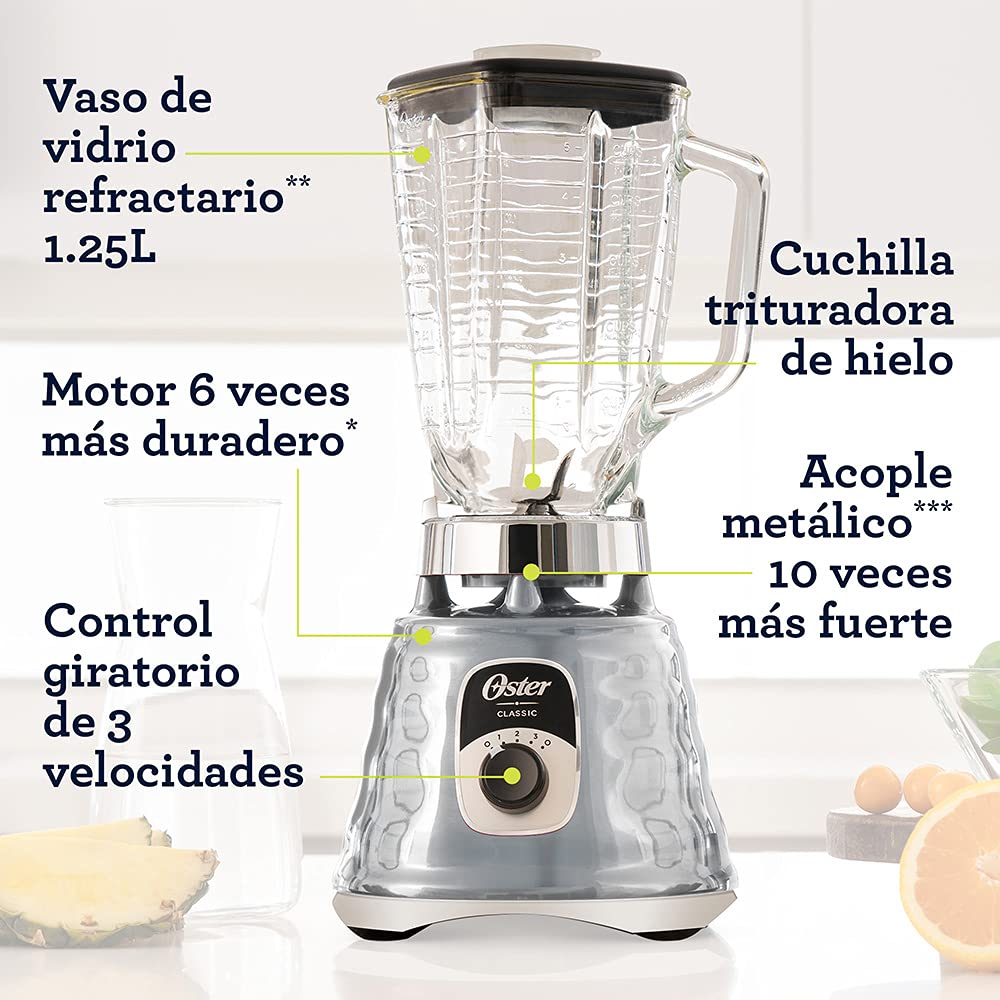 Licuadora Oster Cromo Clásica con Perilla Ergonómica y 3 Velocidades