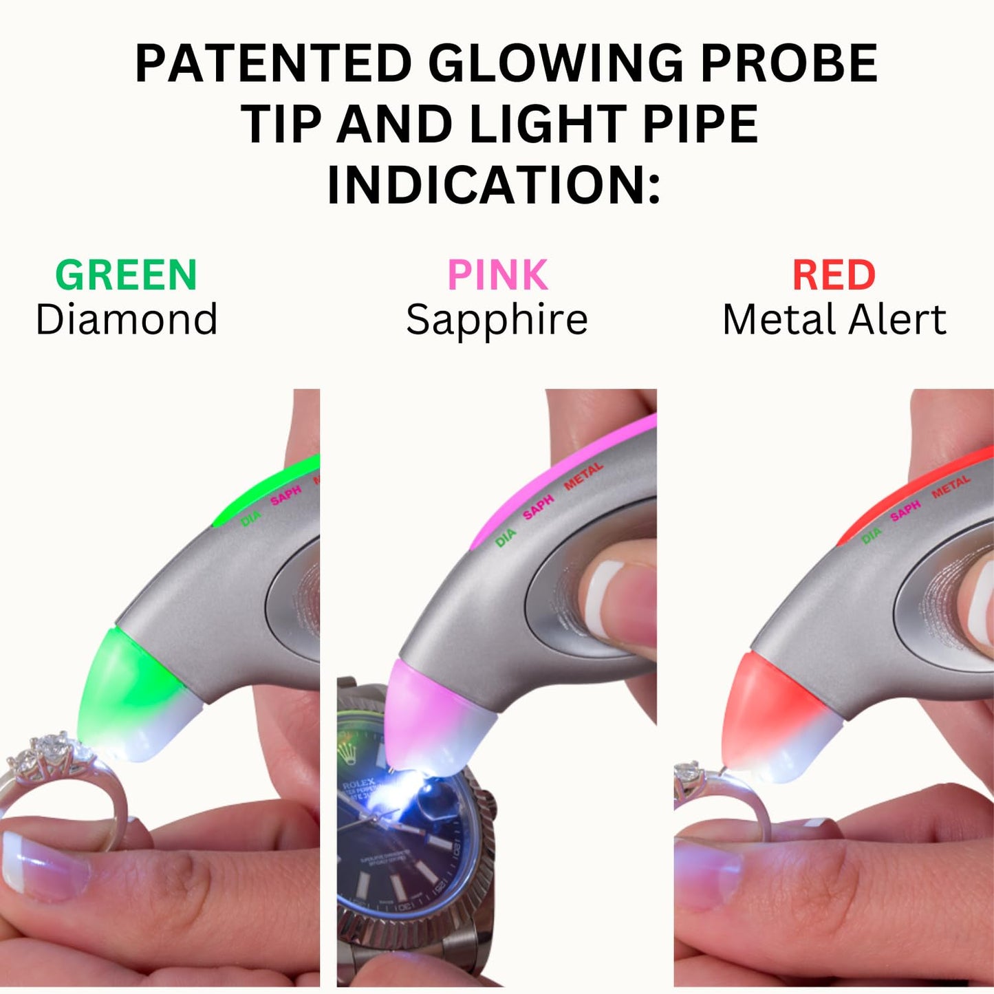 GemOro Pro-D - Probador de 3 diamantes | Prueba de diamante y piedra de zafiro blanco | Herramienta de precisión con lectura profesional experta y precisión