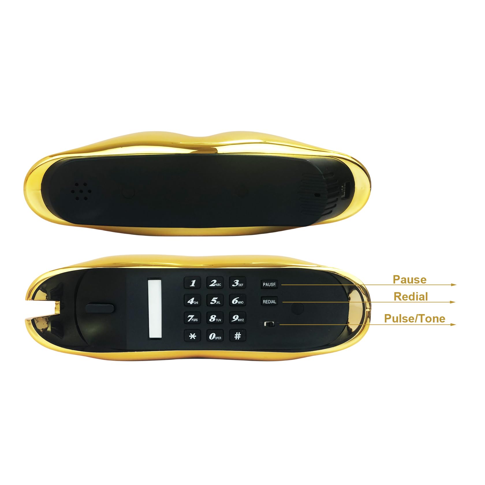 TelPal - Teléfonos fijos con cable para el hogar, divertido regalo de teléfono labial, boca con cable, teléfono fijo real, hogar, oficina, teléfono, decoración de muebles