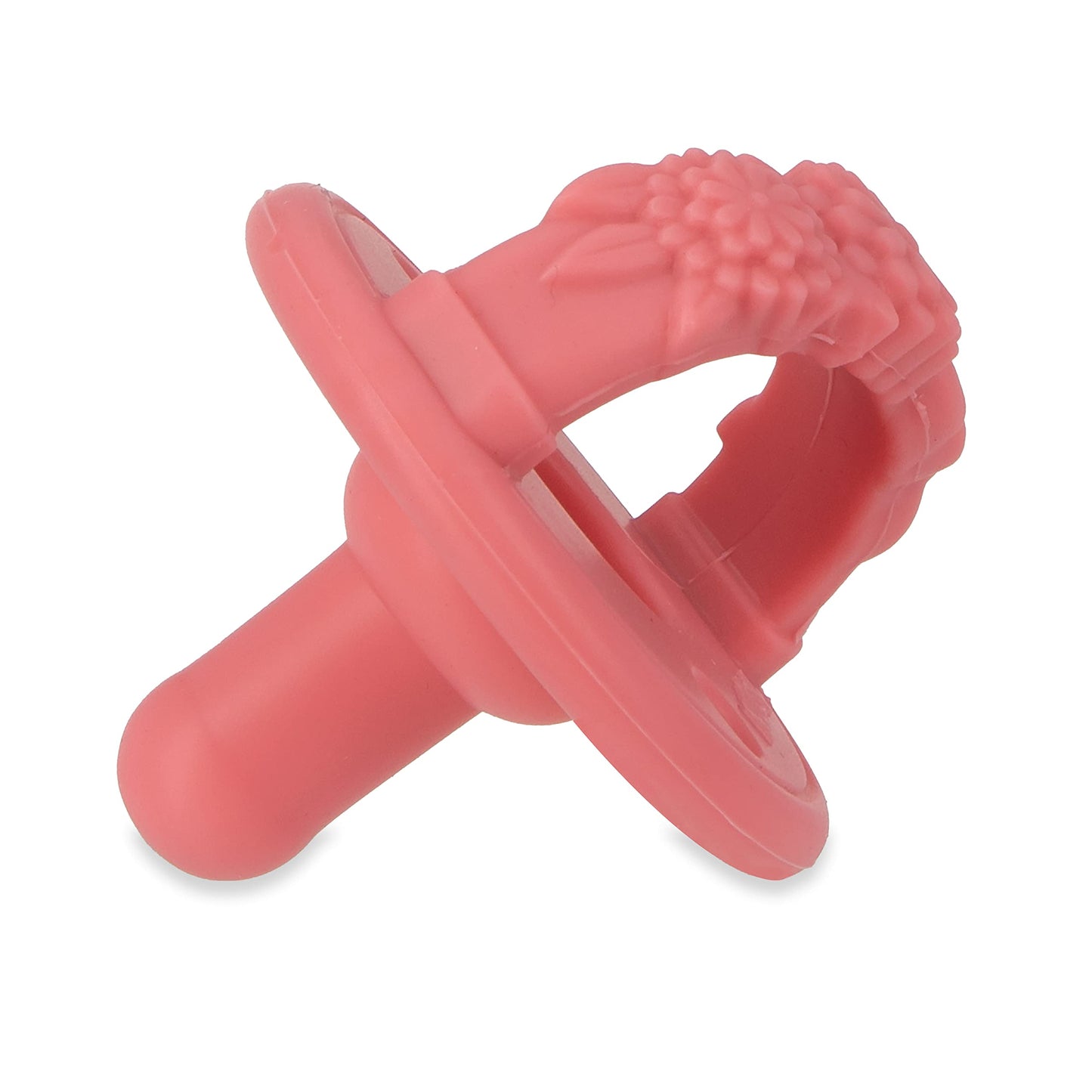 Chupetes Nuby Lazo Morado y Flores Rosas Silicona 3D con Mango Suave y Agujeros de Aire para Bebé