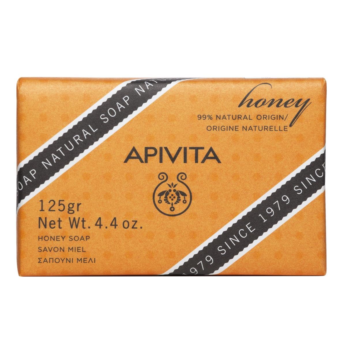Apivita Jabón en barra Natural con Miel - limpieza suave con efecto hidratante - 99% de ingredientes de origen natural