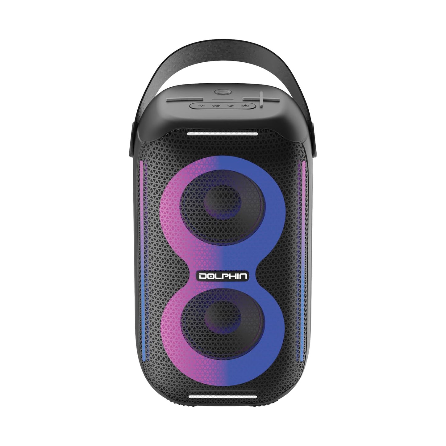 Dolphin New! Altavoz portátil impermeable para fiesta S20: diseño compacto, espectáculo de luz HD, ideal para playa, piscina, ducha, camping, todas las aventuras al aire última intervensión (negro)