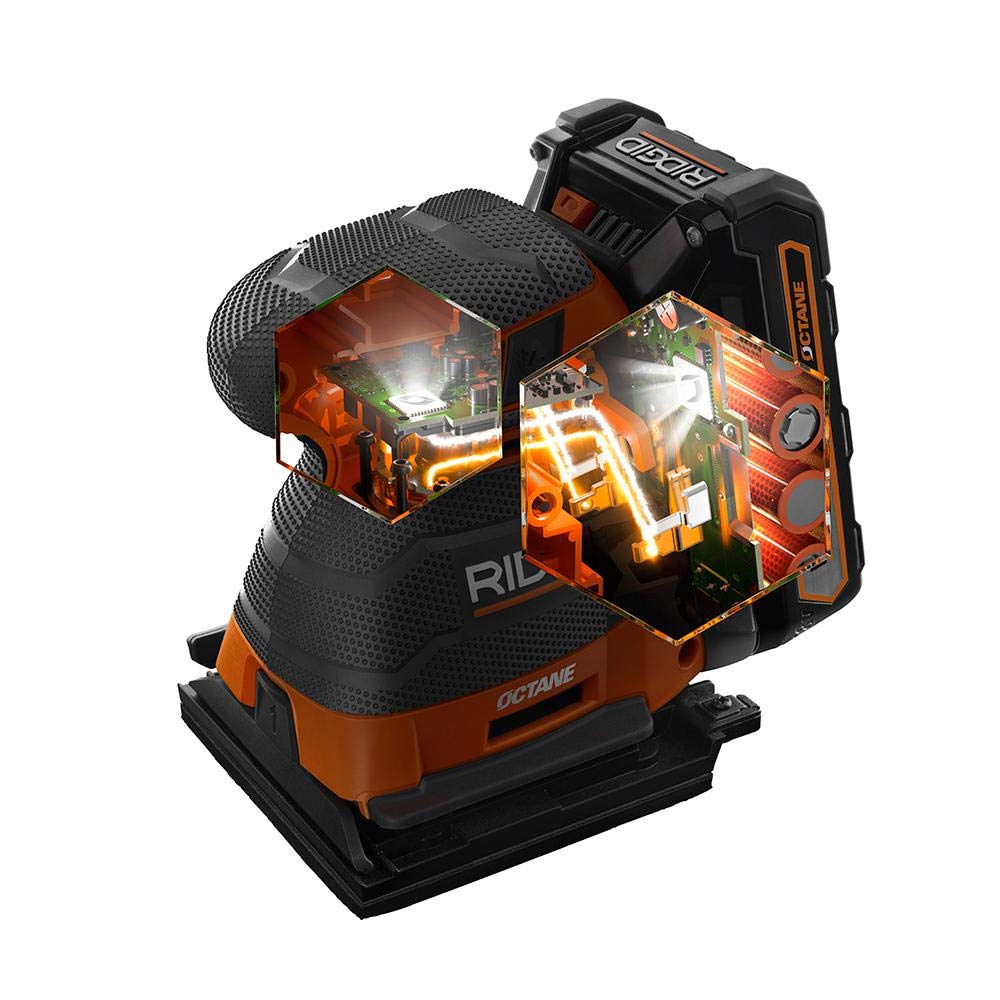 Ridgid OCTANE - Lijadora inalámbrica sin escobillas de 3 velocidades 1/4 de hoja, herramienta desnuda, R86064B, (empaquetado a granel, embalaje no retorno)