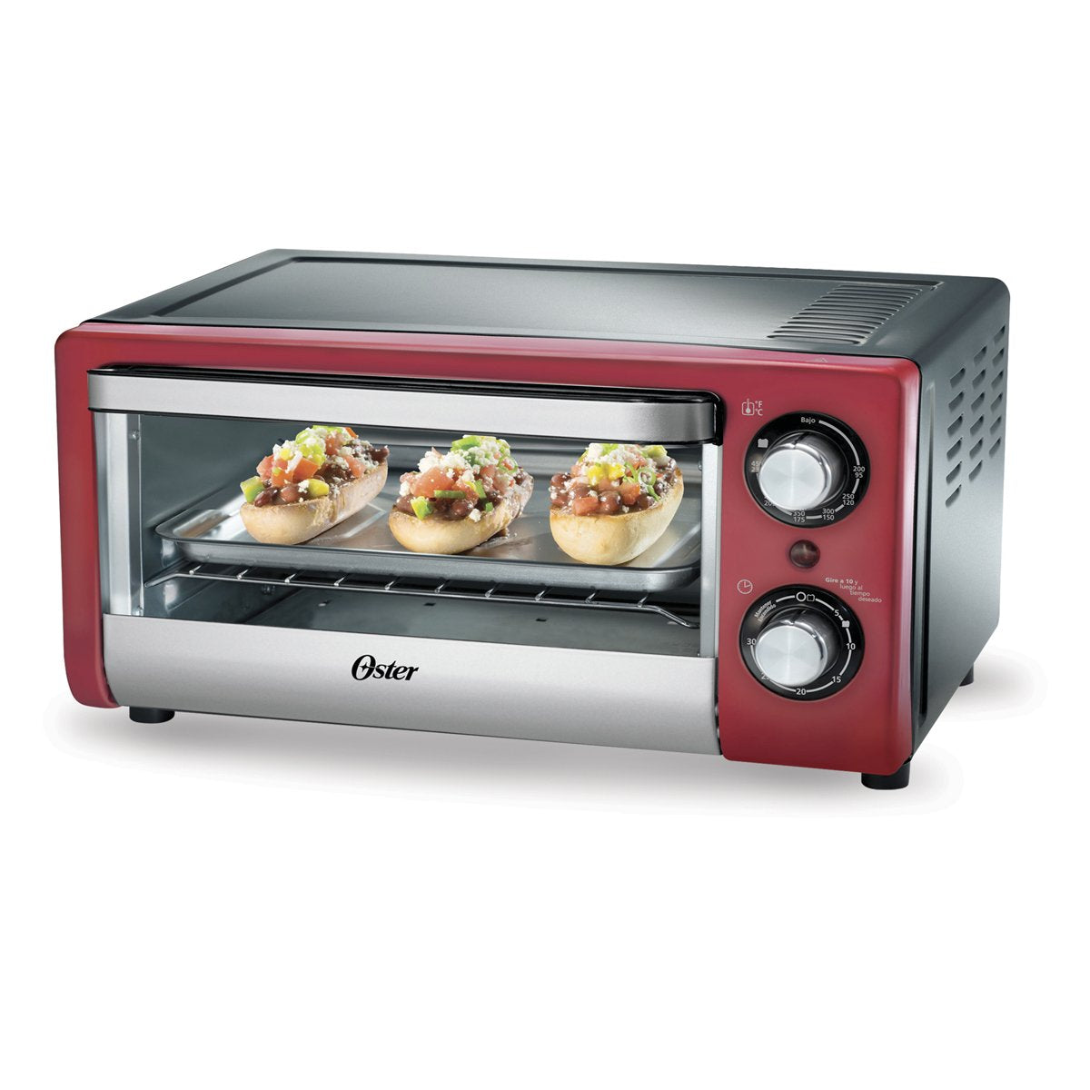 Horno Tostador Oster Rojo Capacidad para 4 Rebanadas