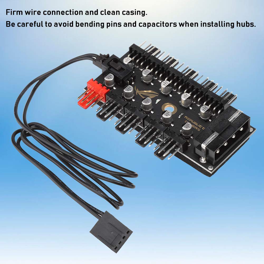 Hub de Ventilador de PC Wendry Negro con Placa Base de 10 Canales PWM