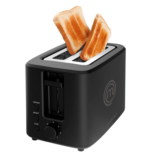 Hukën x MasterChef | Tostador de Pan | Ranura Extra Grande | Para 2 rebanadas | 7 niveles de tostado | 750 W de Potencia| Función Recalentar y Descongelar |