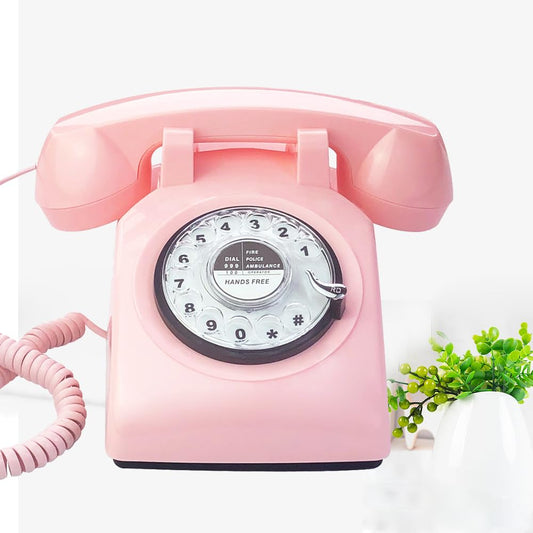 TelPal - Teléfono retro de una línea con cable de computadora, esfera giratoria clásica, estilo clásico, manos libres, teléfono fijo para el hogar, la oficina/hotel, teléfonos antiguos para personas