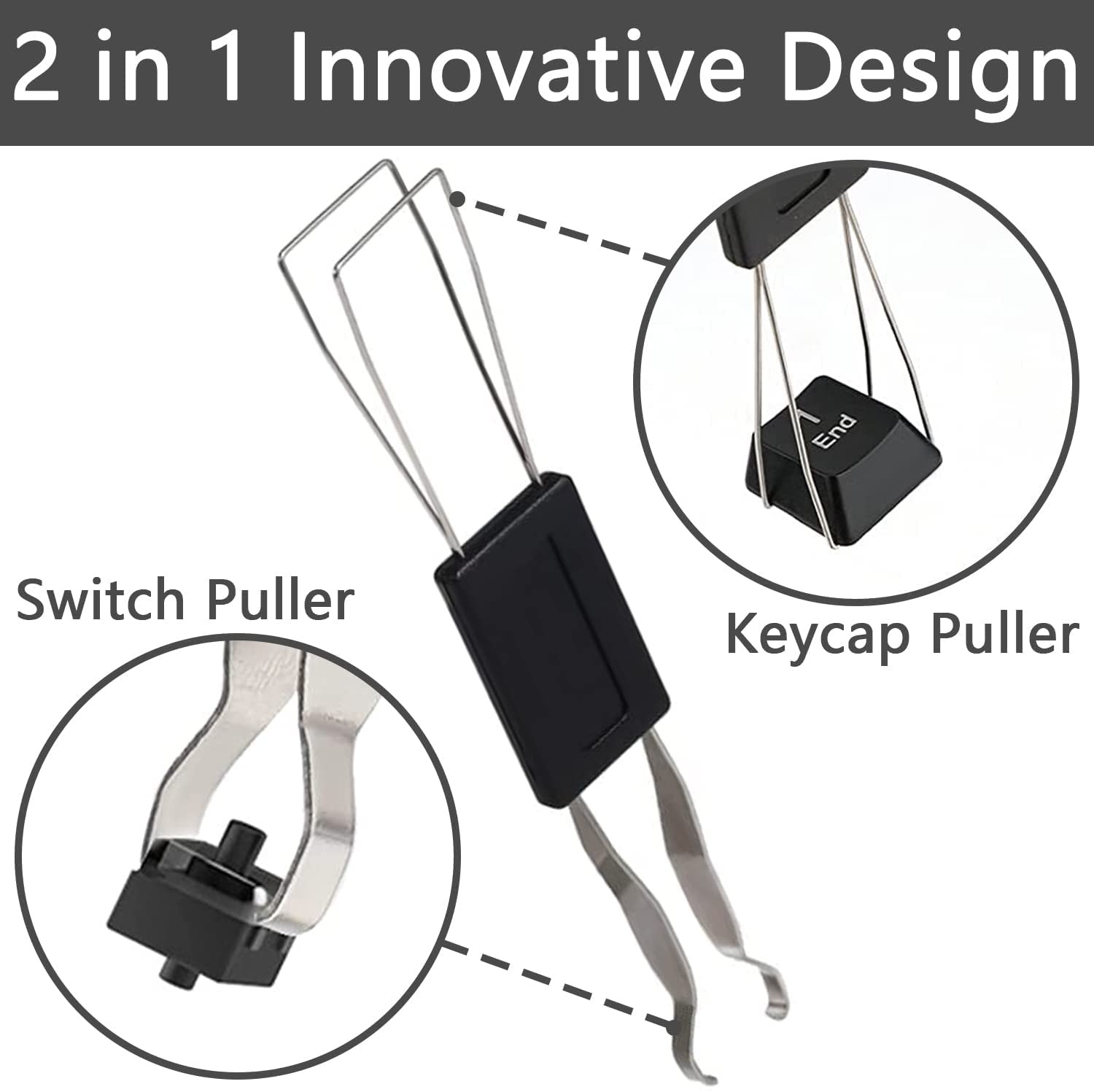 4 Piezas Extractor De Teclas Extractor De Teclas de Metal Acero Inoxidable Removedor De Teclado con Cepillo para Teclado Herramienta Imprescindible para Teclado y Limpieza del Hogar (Negro)